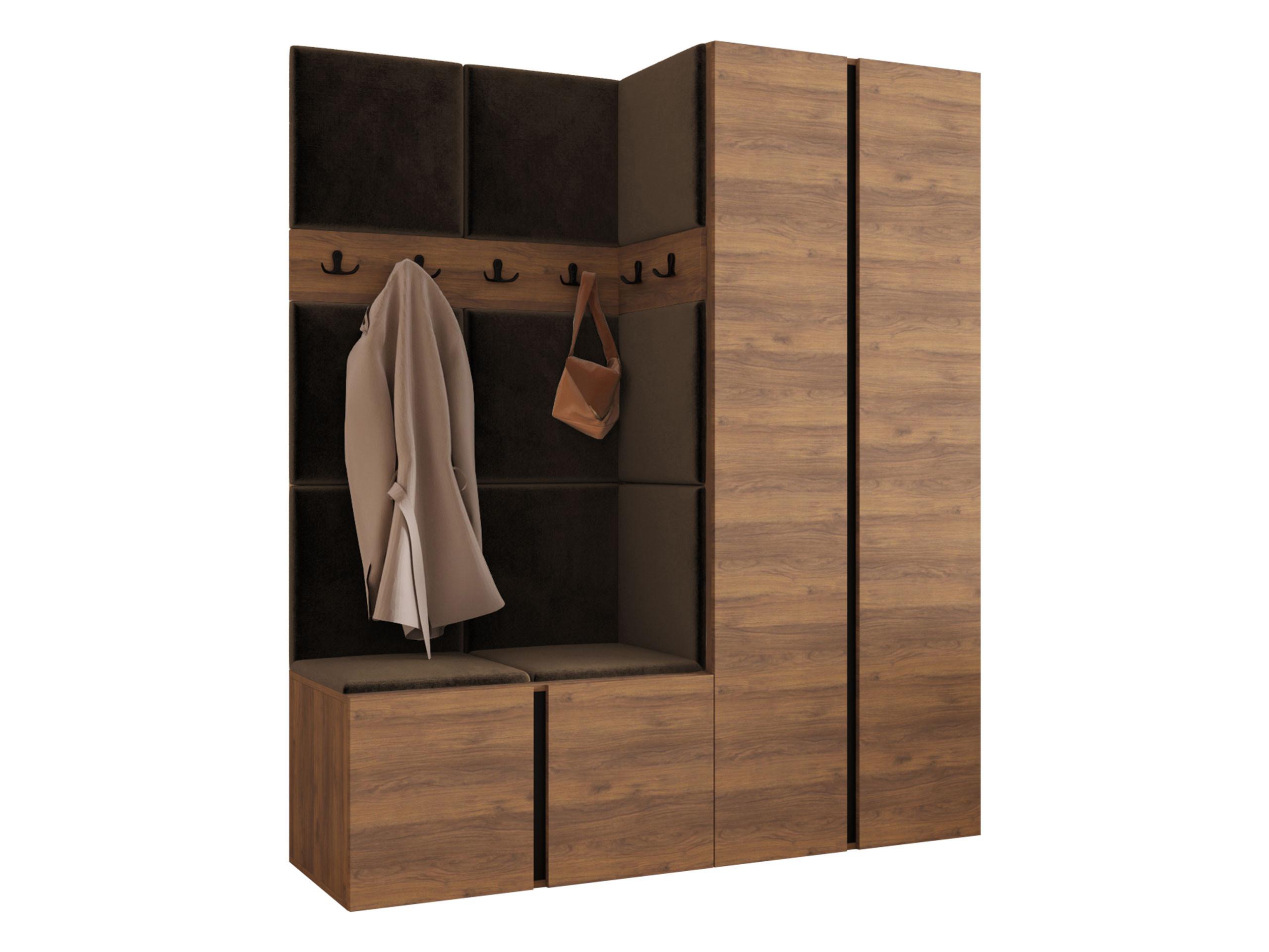 GARDEROBEN-SET Orion III - Nussbaumfarben/Braun, Holzwerkstoff/Kunststoff (158/186/46cm) - MIRJAN24