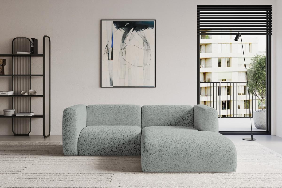ECKSOFA Ottomane Rechts MIRA-L1 227x179x89 Grün Velours - Schwarz/Hellgrün, Holzwerkstoff/Kunststoff (227/179cm) - ALTDECOR