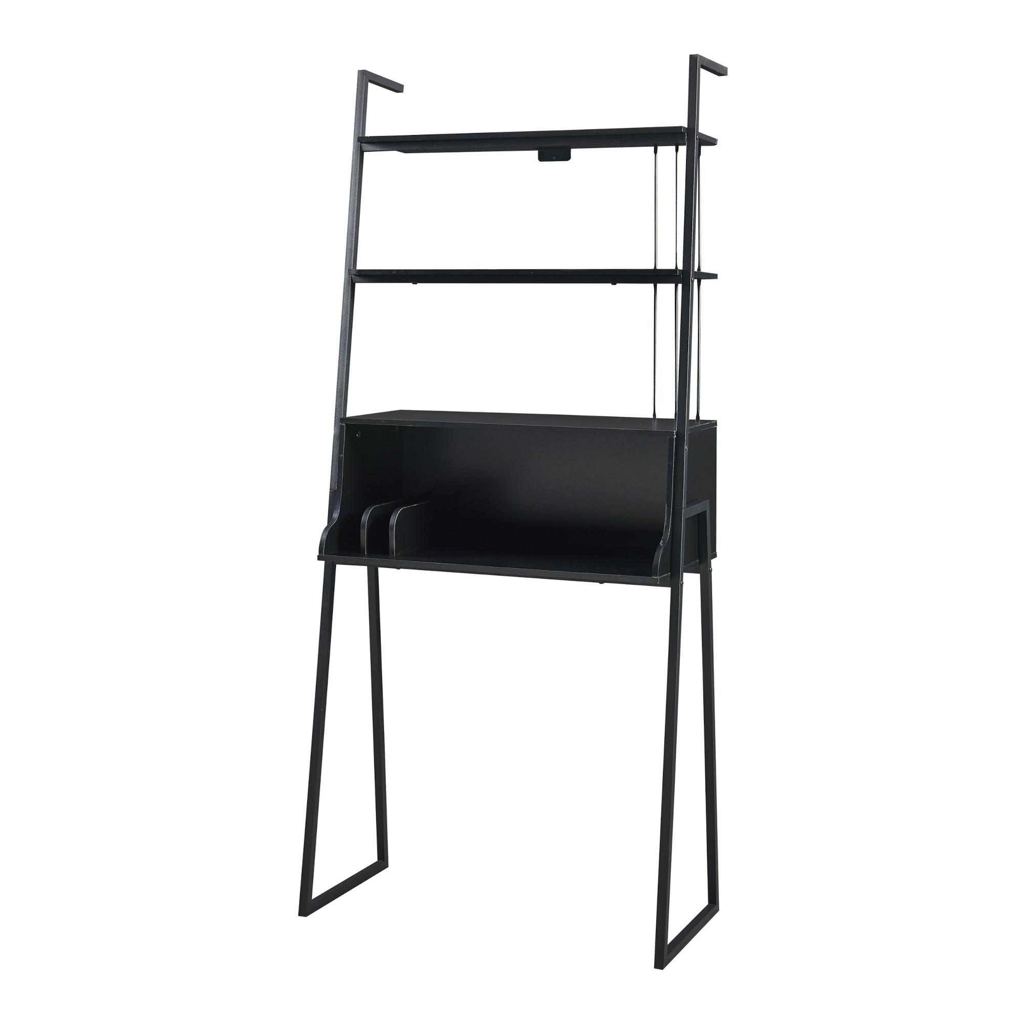 SCHREIBTISCH Storfjord - Schwarz, Holzwerkstoff/Metall (40/80/183.5cm) - [en.casa]