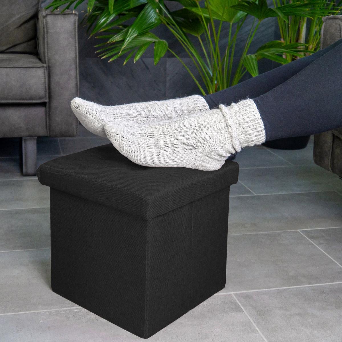 SITZWÜRFEL Faltbar 30/30/30 cm (Schwarz) - Schwarz, Textil (30/30/30cm) - Intirilife