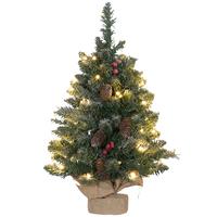 KÜNSTLICHER Weihnachtsbaum 0,6 m Christbaum 86 Astspitzen mit 50 warmweißen LED - Grün, Kunststoff (60cm) - HOMCOM