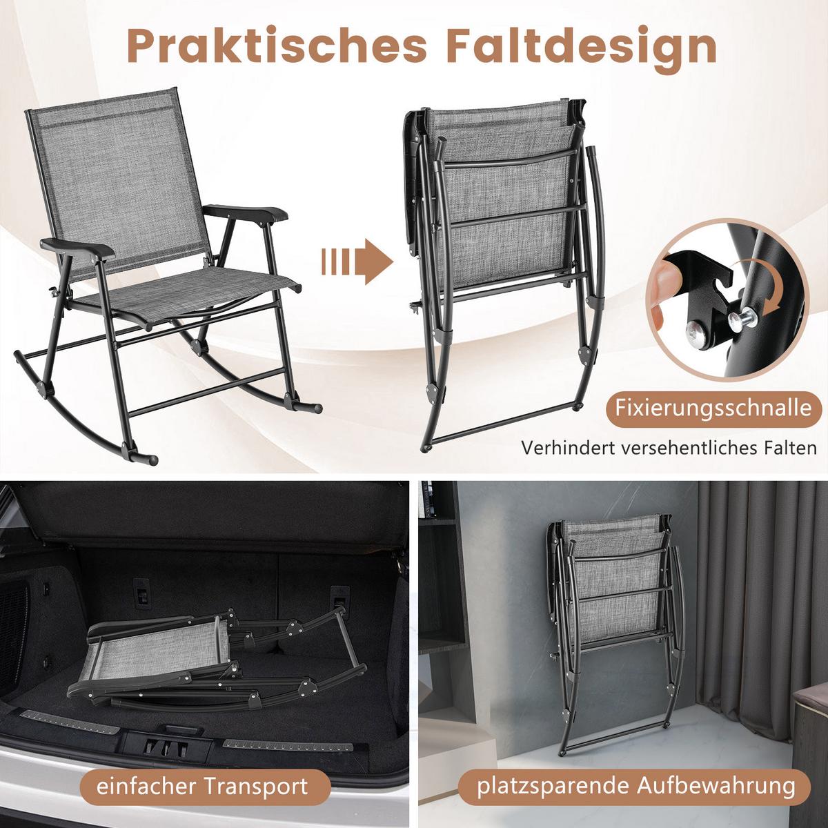 KLAPPSTÜHLE Braun (2er-Set) - Braun, Metall (82/91/64cm) - COSTWAY