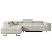 ECKSOFA mit Schlaffunktion und Bettkasten GUSA-L 272x202x107 cm Creme Cord - Silberfarben/Hellgrau, Holzwerkstoff/Textil (202/272cm) - ALTDECOR