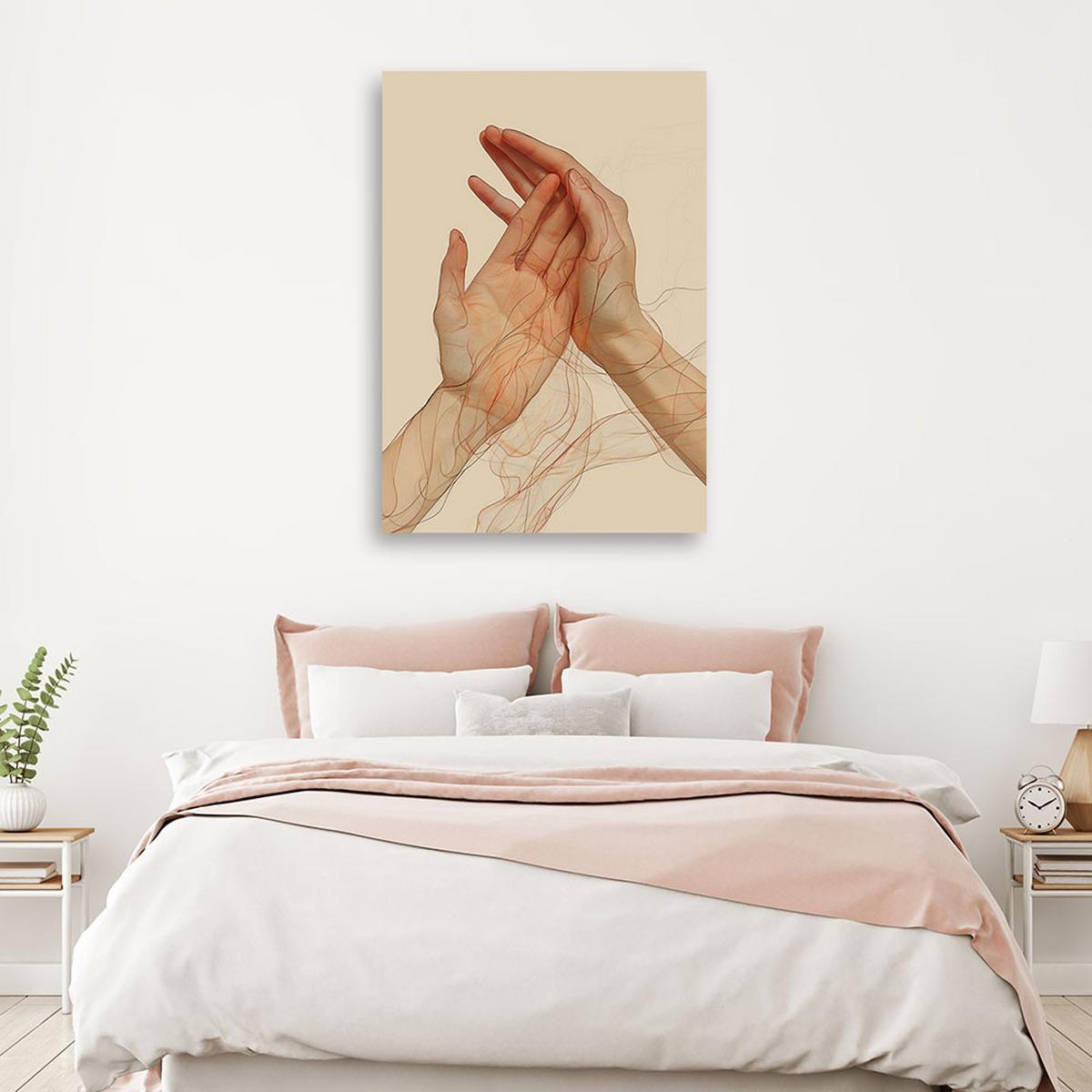LEINWANDBILD Minimalistische Abstraktion Hände 70x100cm - Beige, Textil (70/100cm) - Feeby