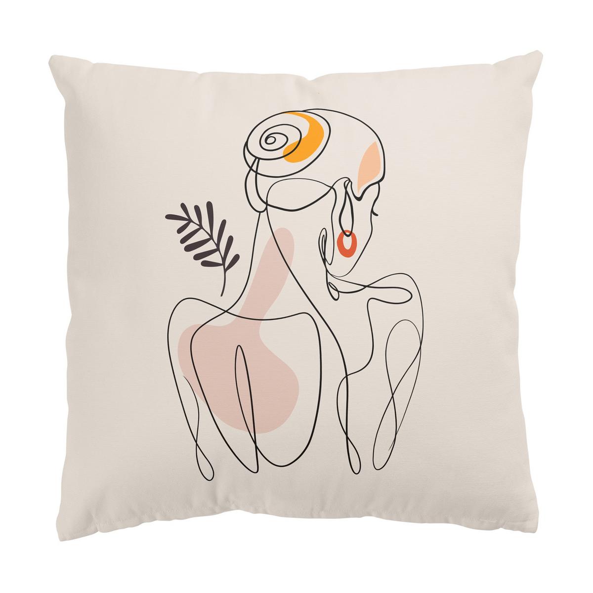 DEKOKISSEN 2er-Set Lineart Silhouetten 50/50 cm - Beige, Textil (50/50cm) - Bilderwelten