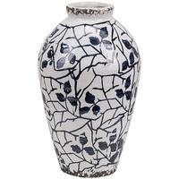 BLUMENVASE Steinzeug weiß Mallia - Weiß, Stein (20cm) - Beliani