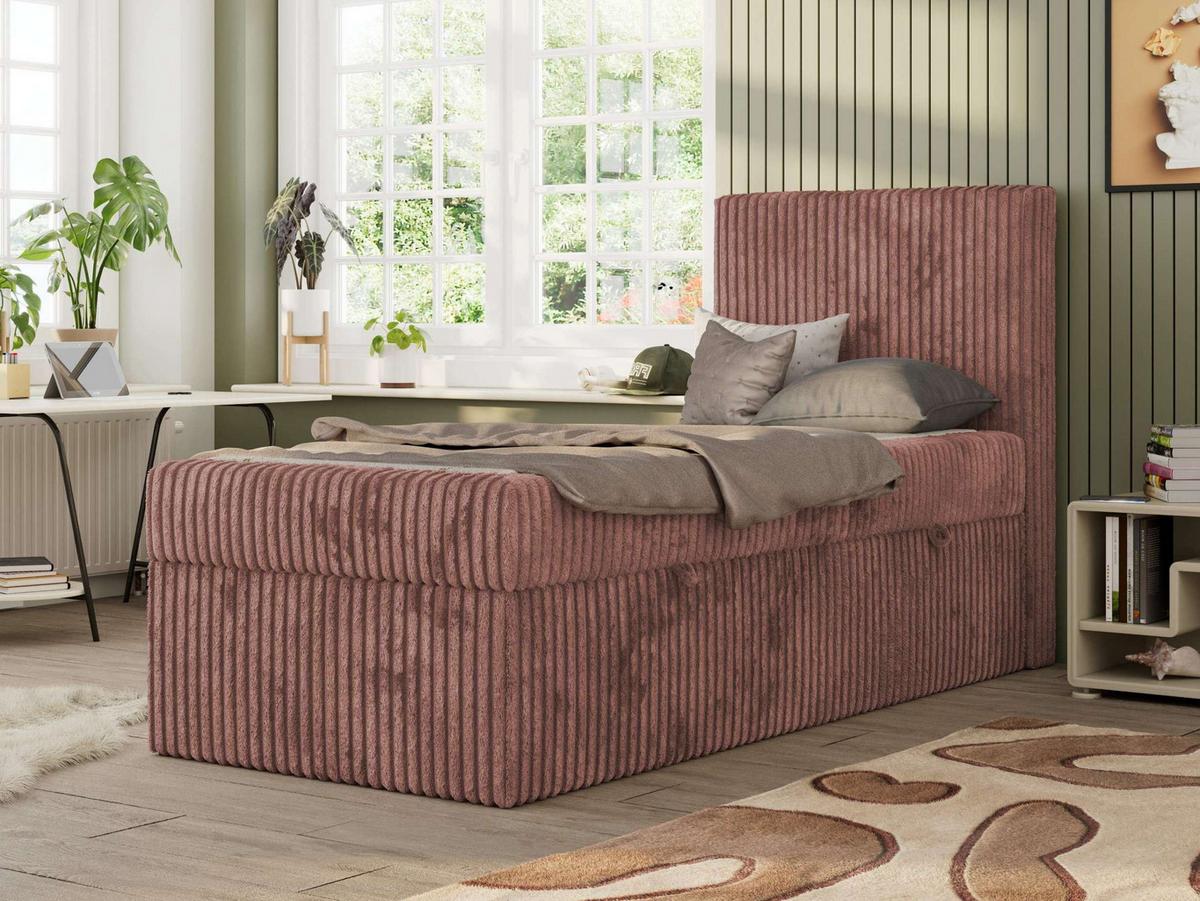 JUGENDBETT TILIO 90/200 - Rosa - H3 - Rechts Seite - Rosa, Textil (200/90cm) - MKS