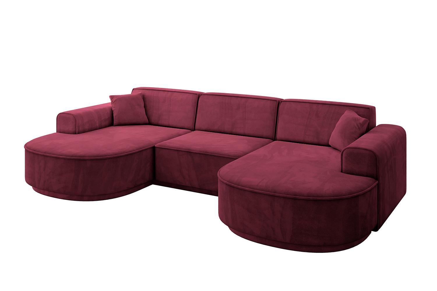 WOHNLANDSCHAFT MARI-U1-v3 - 303x171x83 cm Bordeaux Velours - Bordeaux/Schwarz, Holzwerkstoff/Kunststoff (303/83/171cm) - ALTDECOR