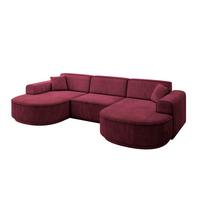 WOHNLANDSCHAFT MARI-U1-v3 - 303x171x83 cm Bordeaux Velours - Bordeaux/Schwarz, Holzwerkstoff/Kunststoff (303/83/171cm) - ALTDECOR