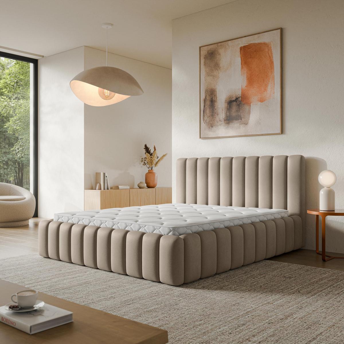 POLSTERBETT TEBA 200x200 cm mit Bettkästen - Beige - Beige, Holz/Textil (200/200cm) - MASSENO