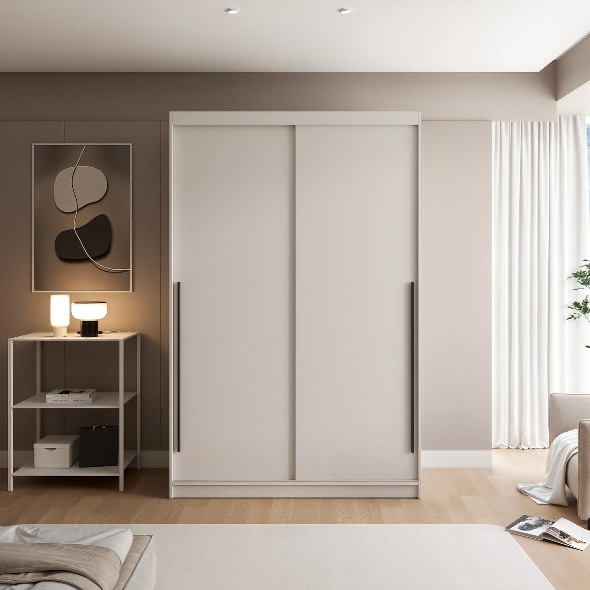 SCHIEBETÜRENSCHRANK SILENTE 140 cm mit Einlegeböden und Kleiderstange - Beige, Holzwerkstoff (140/215/60cm) - Idohome