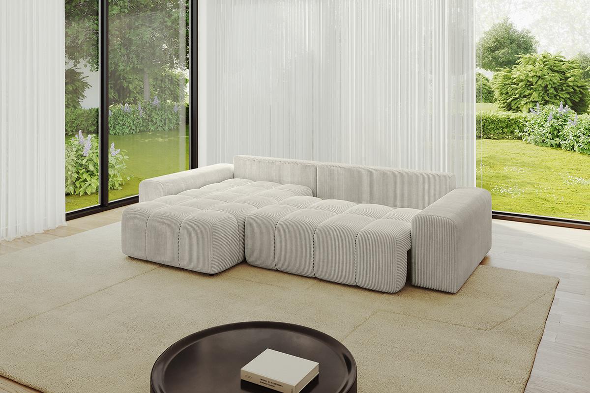 ECKSOFA Ottomane links ENIL-L 297x189x68 Creme Cord - Ecru/Creme, Holzwerkstoff/Kunststoff (297/189cm) - ALTDECOR