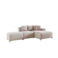 ECKSOFA Megan Xs In Stoff Salvador - Beige, Holzwerkstoff/Textil (304/165cm) - Fun Möbel
