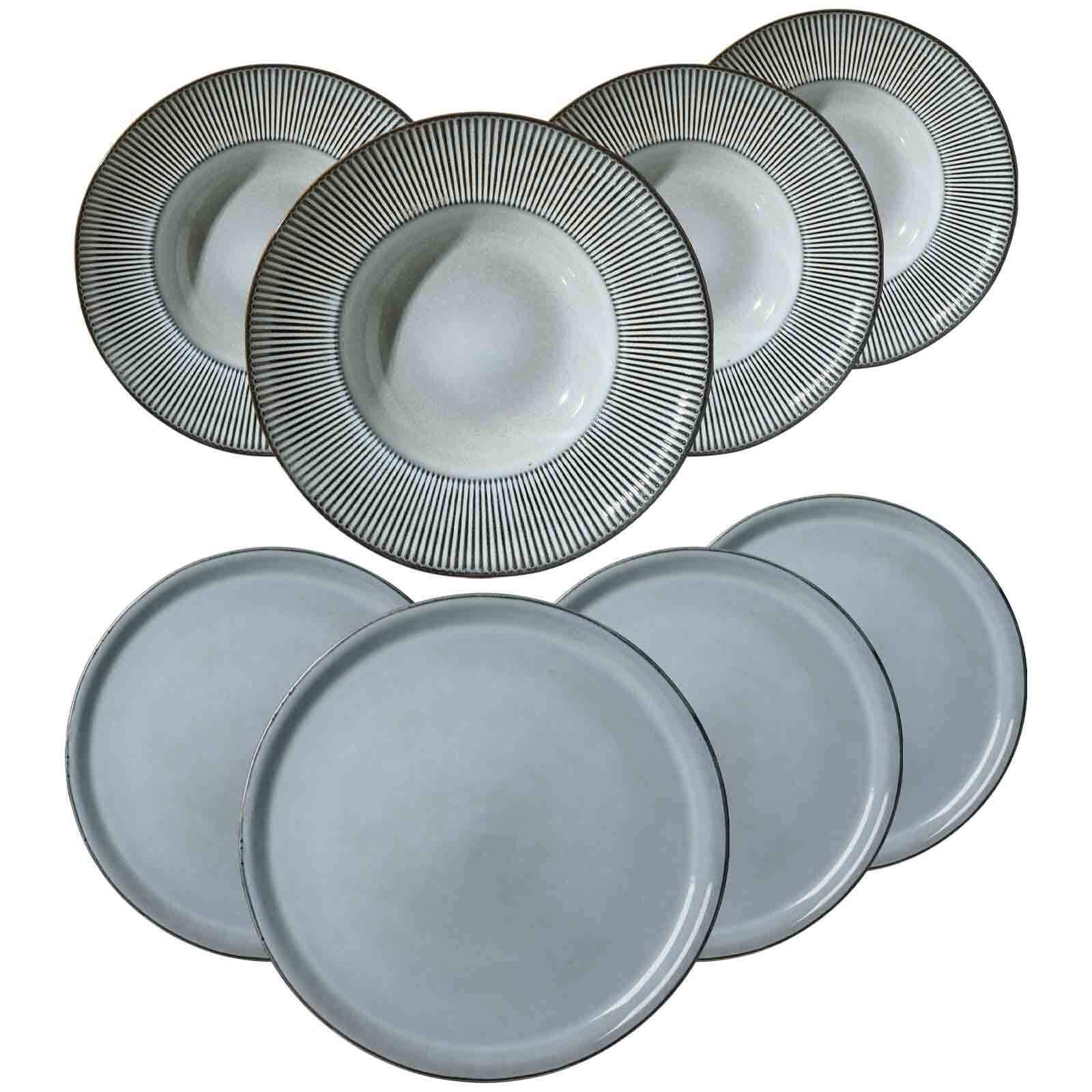 PIZZA & PASTA SET Salerno grau 8-tlg. - Grau, Keramik (2/2/2cm) - Ritzenhoff Breker