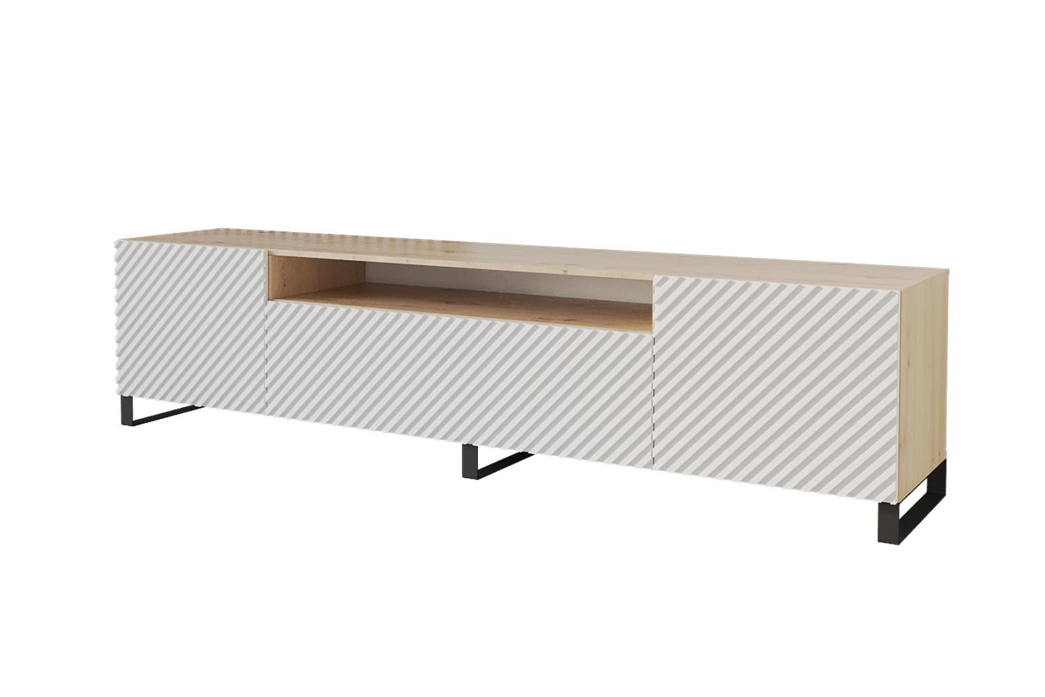 LOWBOARD ZENO-S 200x53x41 cm - Artisan / Weiß - Hellbraun/Eiche Wotan, Holzwerkstoff (200/53/41cm) - ALTDECOR