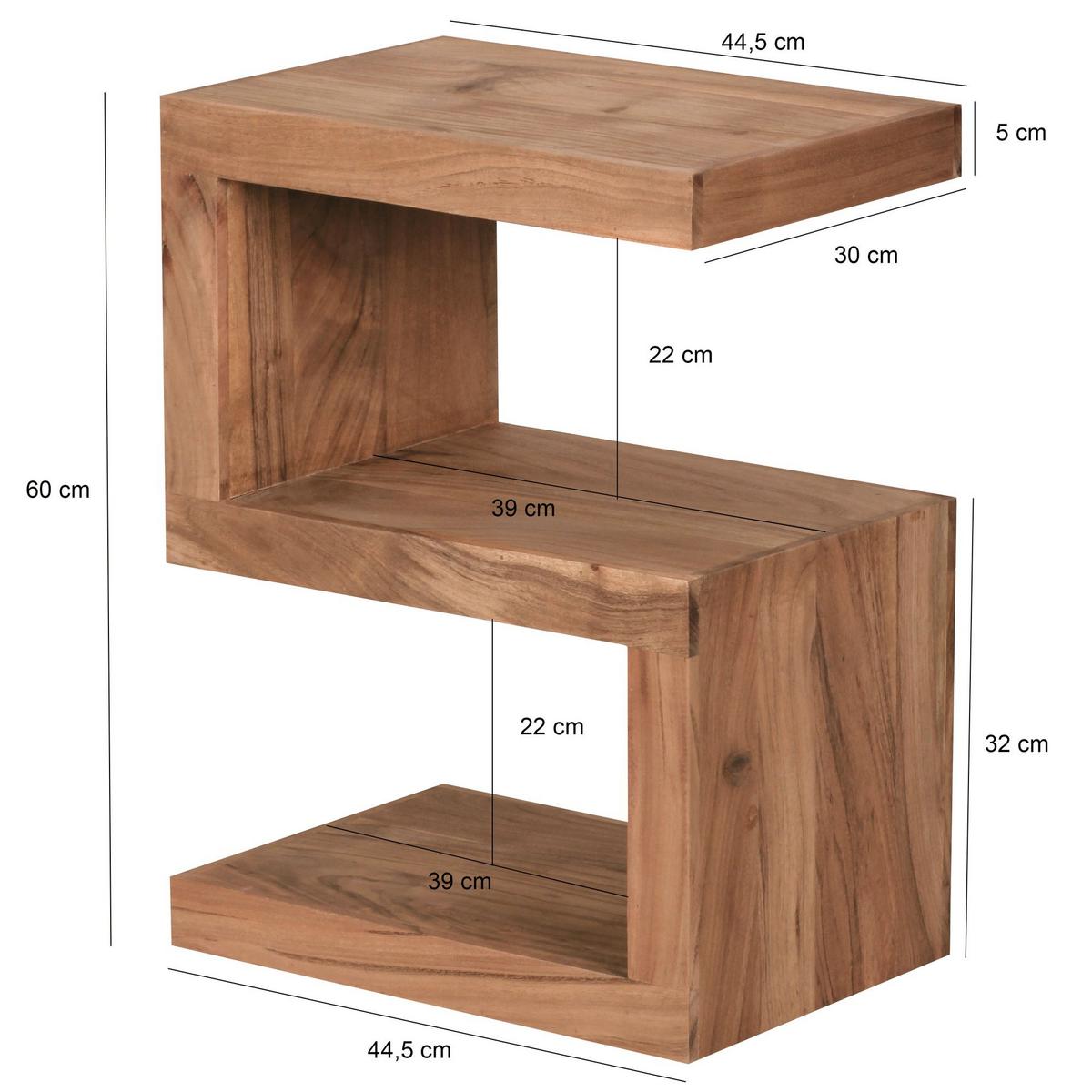 BEISTELLTISCH Massivholz S Cube Landhausstil Design MUMBAI, Akazie 30x44x60 cm - Akaziefarben, Holz (44/30/60cm) - KADIMA DESIGN