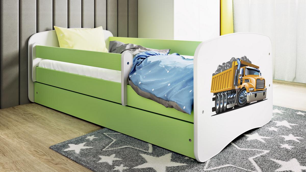 KINDERBETT Lastwagen mit Schublade 180/80 90/61/184 - Grün, Holzwerkstoff (80/180cm) - RAUMHIRSCH FURNITURE