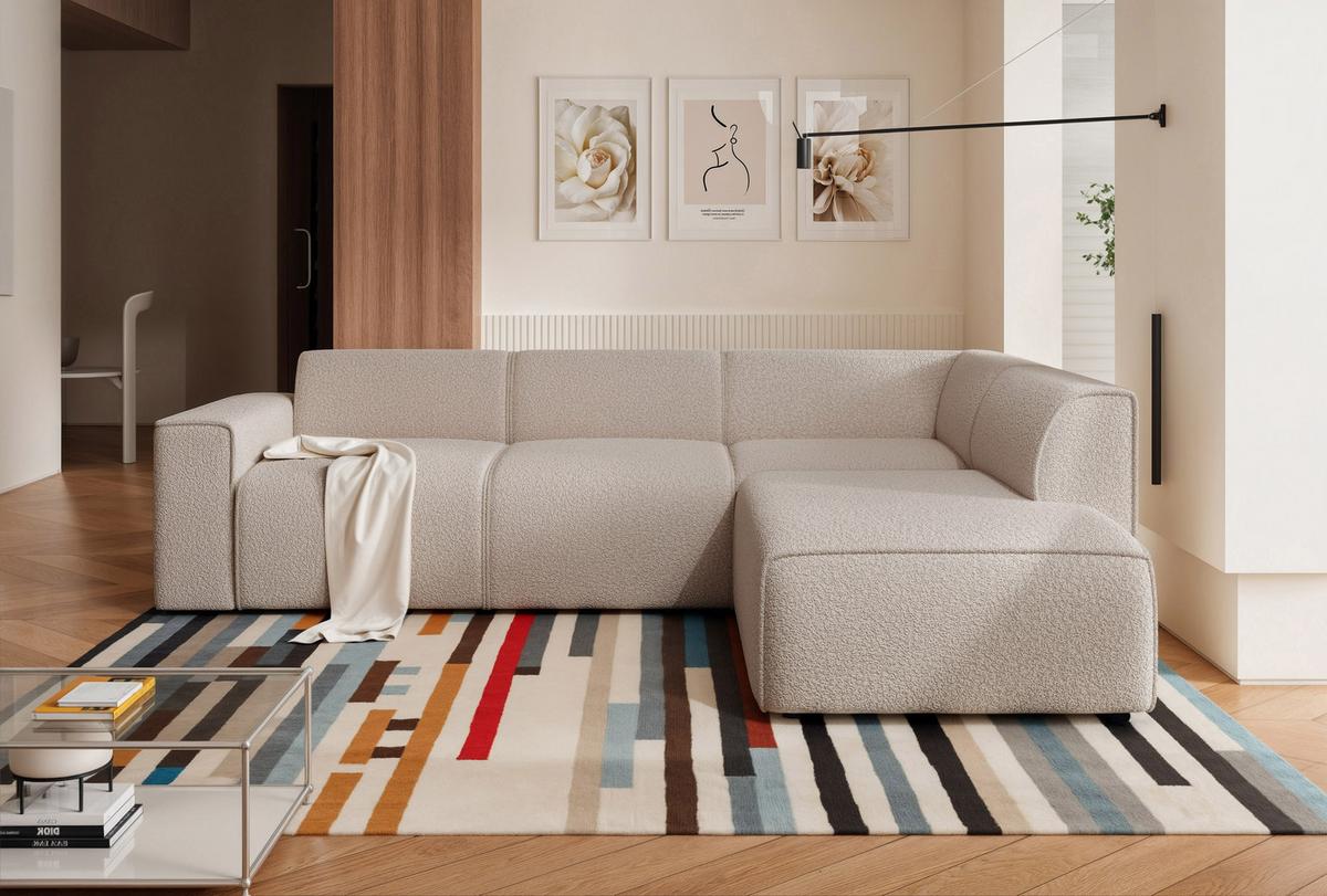 ECKSOFA ZAVO Rechts Feiner Mischstoff in Beige - Beige, Kunststoff/Textil (310/218cm) - Idohome