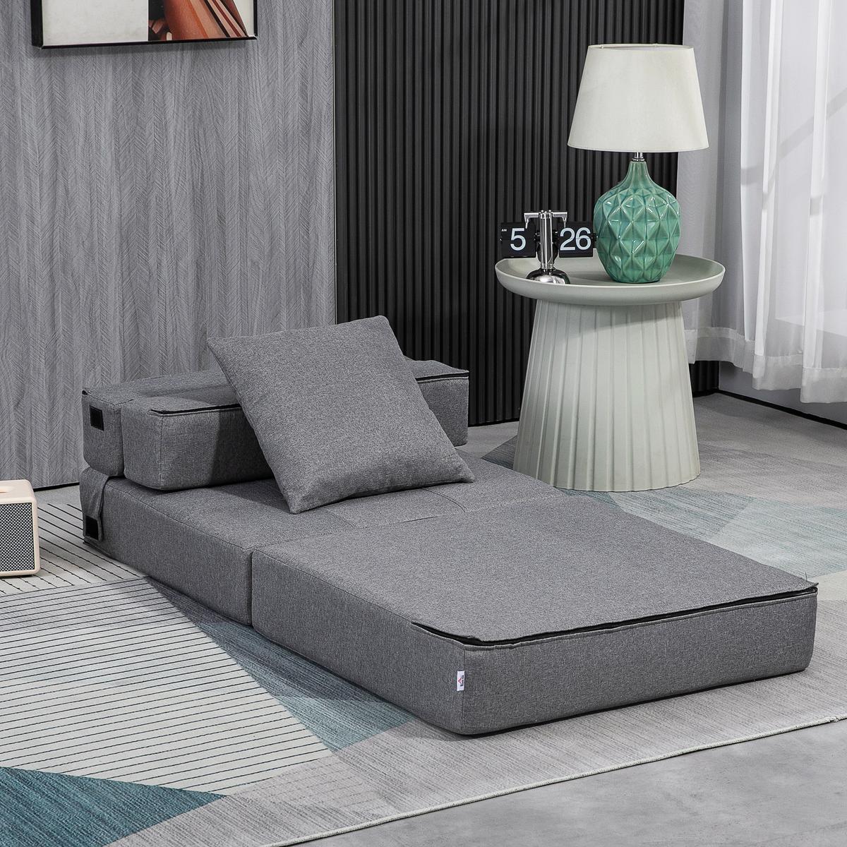 SCHLAFSESSEL, Polybaumwolle, Dunkelgrau - Dunkelgrau, Textil (70/61/70cm) - HOMCOM