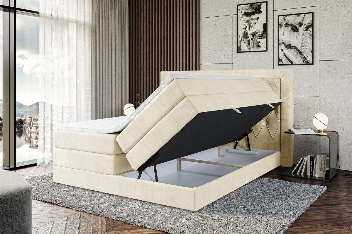 BOXSPRINGBETT NOEL KING - 140 x 200 - H3/H4 - Beige - Beige, Holzwerkstoff (140/200cm) - ALTDECOR
