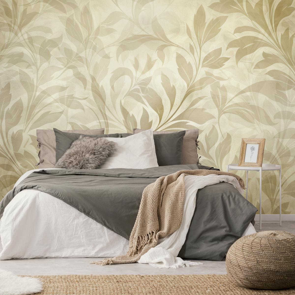 FOTOTAPETE für Schlafzimmer Blätter Pflanzen Natur 250x175 - Beige/Braun, Papier (250/175cm) - Muralo
