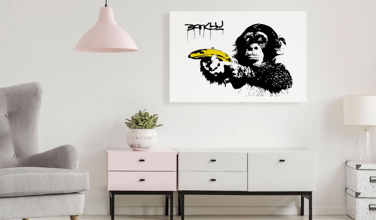 KUNSTDRUCK Schwarz-Weiß 60/40 cm - Gelb/Schwarz, Textil (60/40cm) - KUNSTLOFT