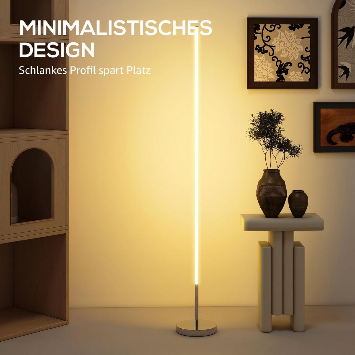 STEH-LAMPE Stahl Aluminium Silber - Silberfarben, Metall (20/20/150cm) - HOMCOM