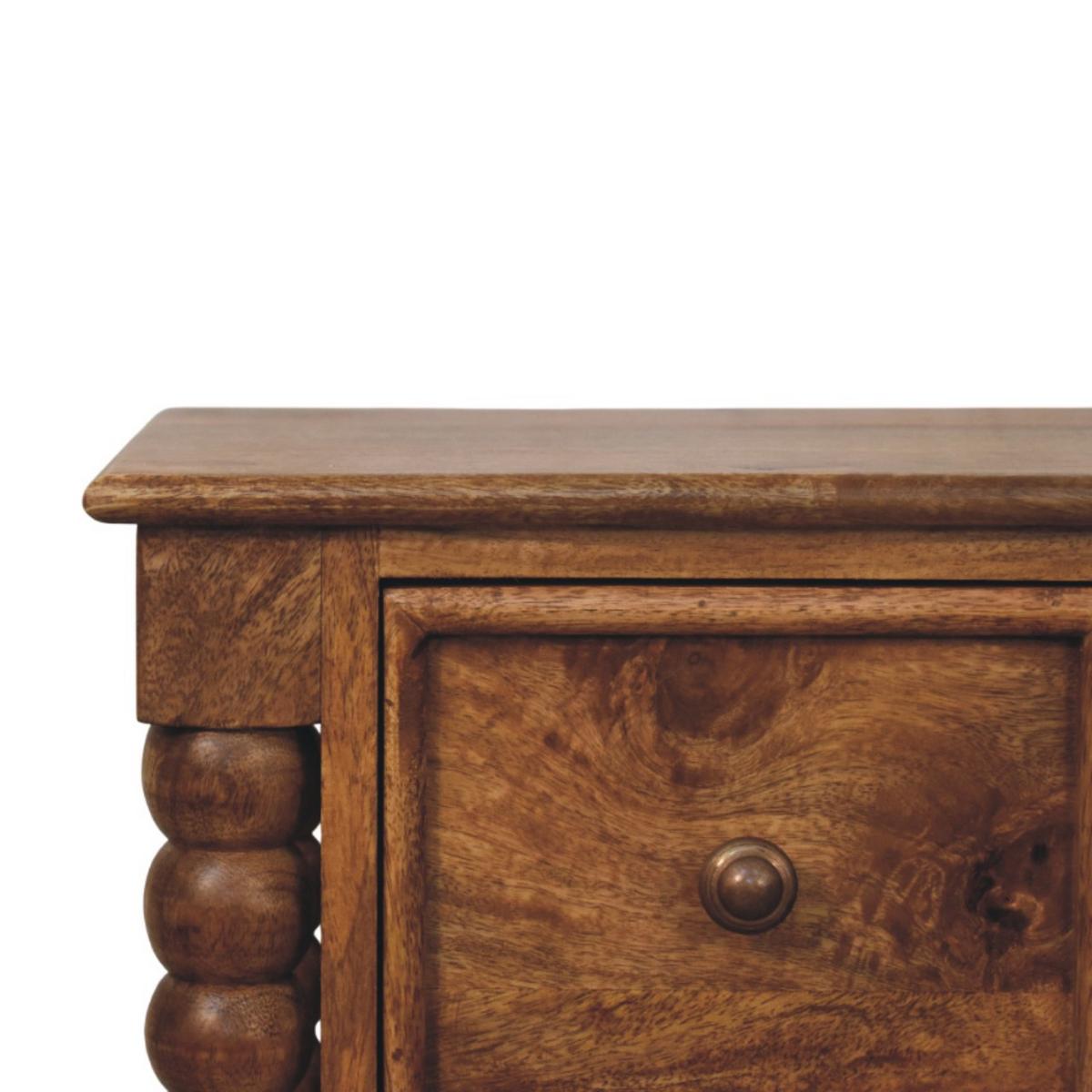 NACHTKASTEN Gerstendrehung, 2 Schubladen, Hellbraun - Hellbraun/Messingfarben, Holz/Metall (40/55/30cm) - Artisan Furniture