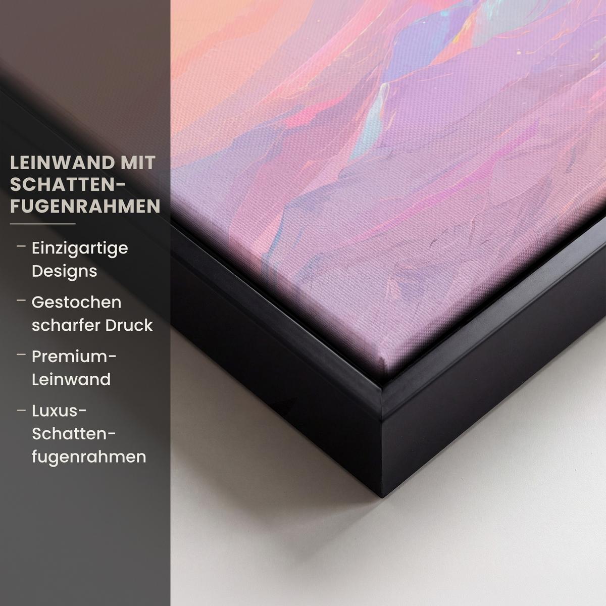 LEINWAND Bilder mit Rahmen - Berggipfel - Wolken - Verträumt - 30x20 - Hellrosa, Textil (30/20cm) - MuchoWow
