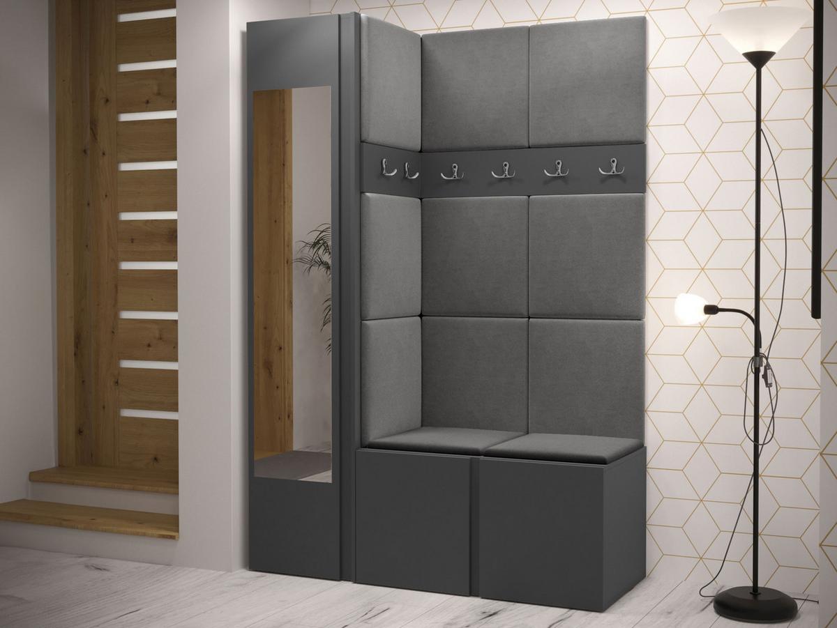 GARDEROBEN-SET Orion X - Graphitfarben/Grau, Holzwerkstoff/Kunststoff (124/186/46cm) - MIRJAN24