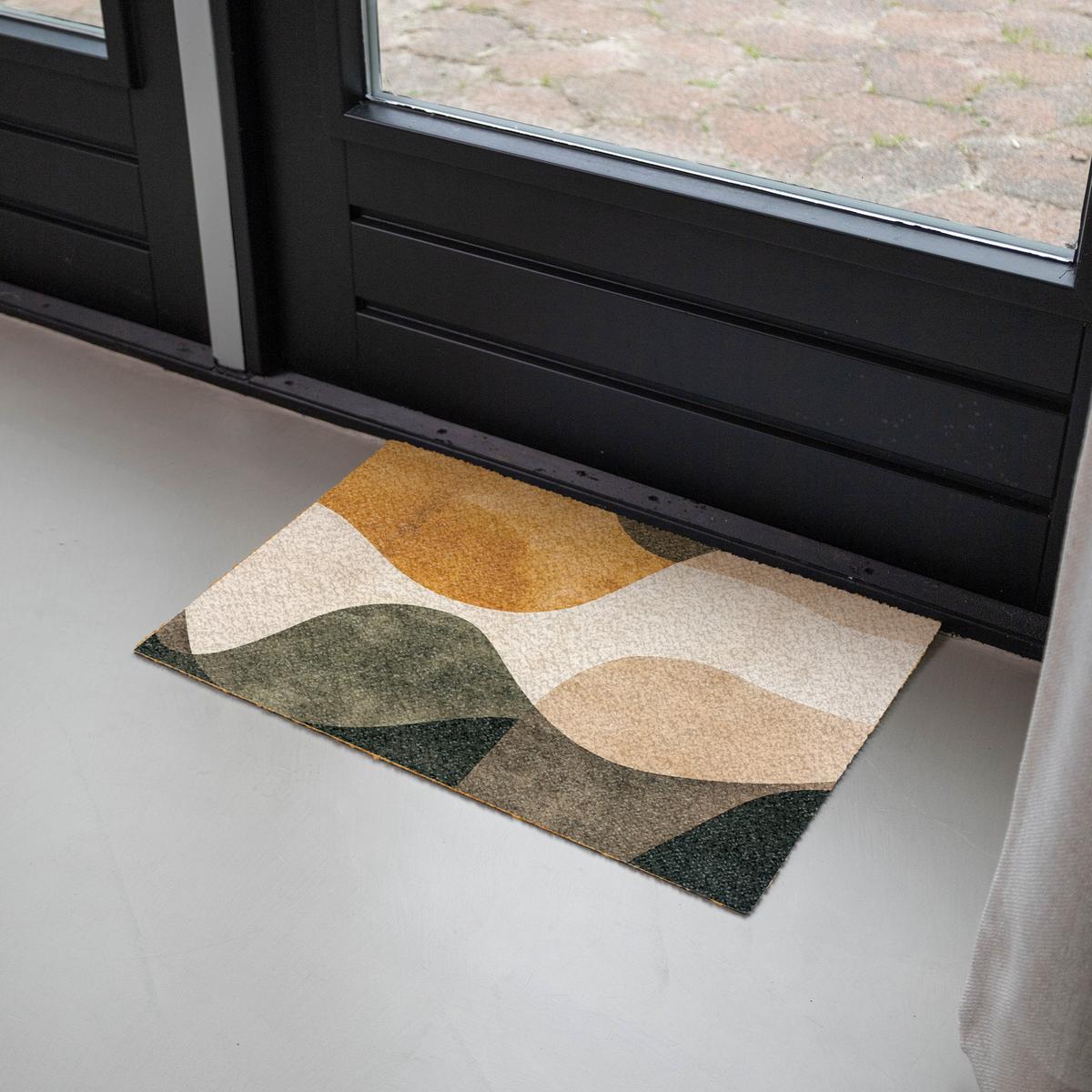 FUSSMATTE Formen - Ockergelb - Abstrakt Flurteppich 60x40 cm - Multicolor, Kunststoff (60/0.4cm) - MuchoWow