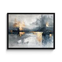 POSTER MIT RAHMENGERAHMTES BILD Kunst - Grau - Gold - Abstrakt 80x60 cm - Dunkelgrau, Papier (80/60cm) - MuchoWow