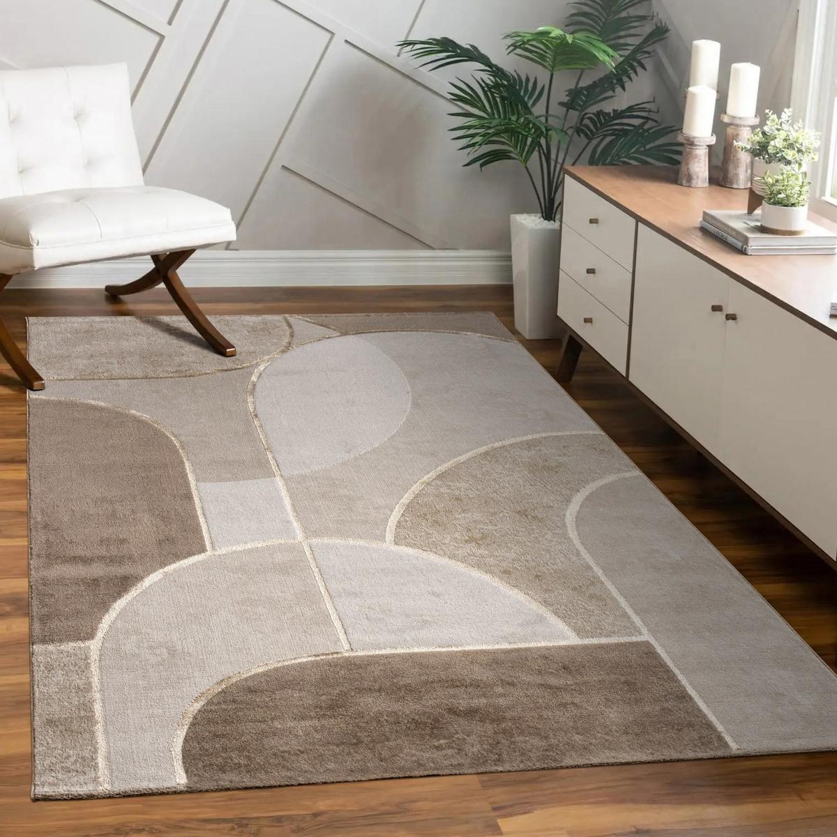 KURZFLORTEPPICH, abstrakt, aus Polypropylen, Florhöhe 11 mm, Beige, 120 x 160 cm - Beige, Textil (120/160cm) - KADIMA DESIGN