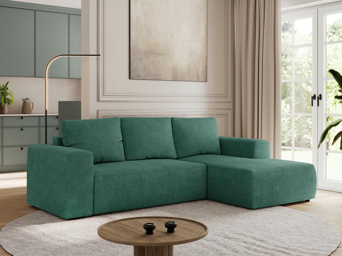 ECKSOFA TRENTINO L Grün Stukture - Rechts - Schwarz/Grün, Kunststoff/Textil (164/266cm) - MKS