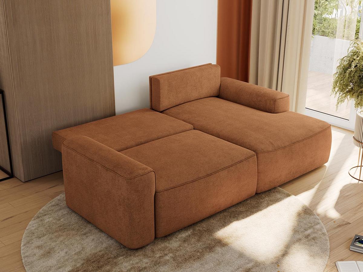 ECKSOFA BELLUNO L Orange Strukture - Rechts - Schwarz/Orange, Textil (233/144cm) - MKS