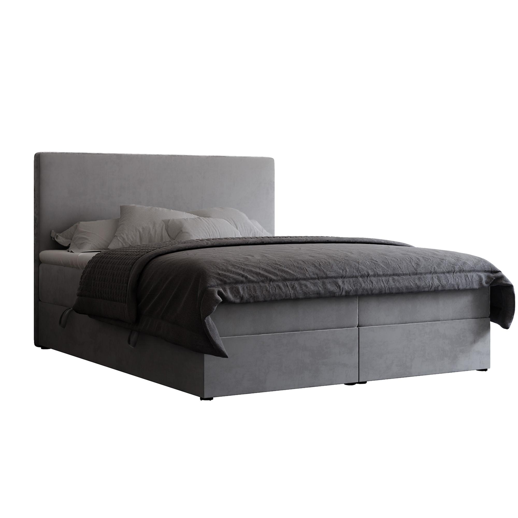 BOXBETT 200x200 cm mit Topper - Hellgrau, Holzwerkstoff/Textil (200/200cm) - Idohome