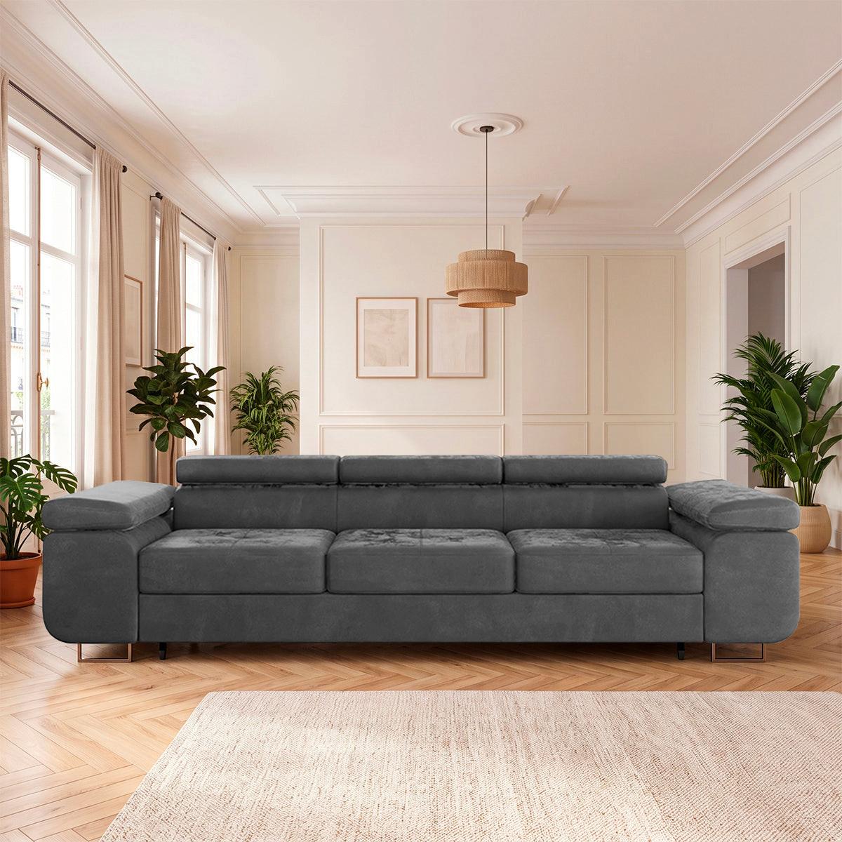 SCHLAFSOFA Wilson 3 Sitzplätze Dunkelgrau - Grau, Textil (275/69/100cm) - Petits-meubles