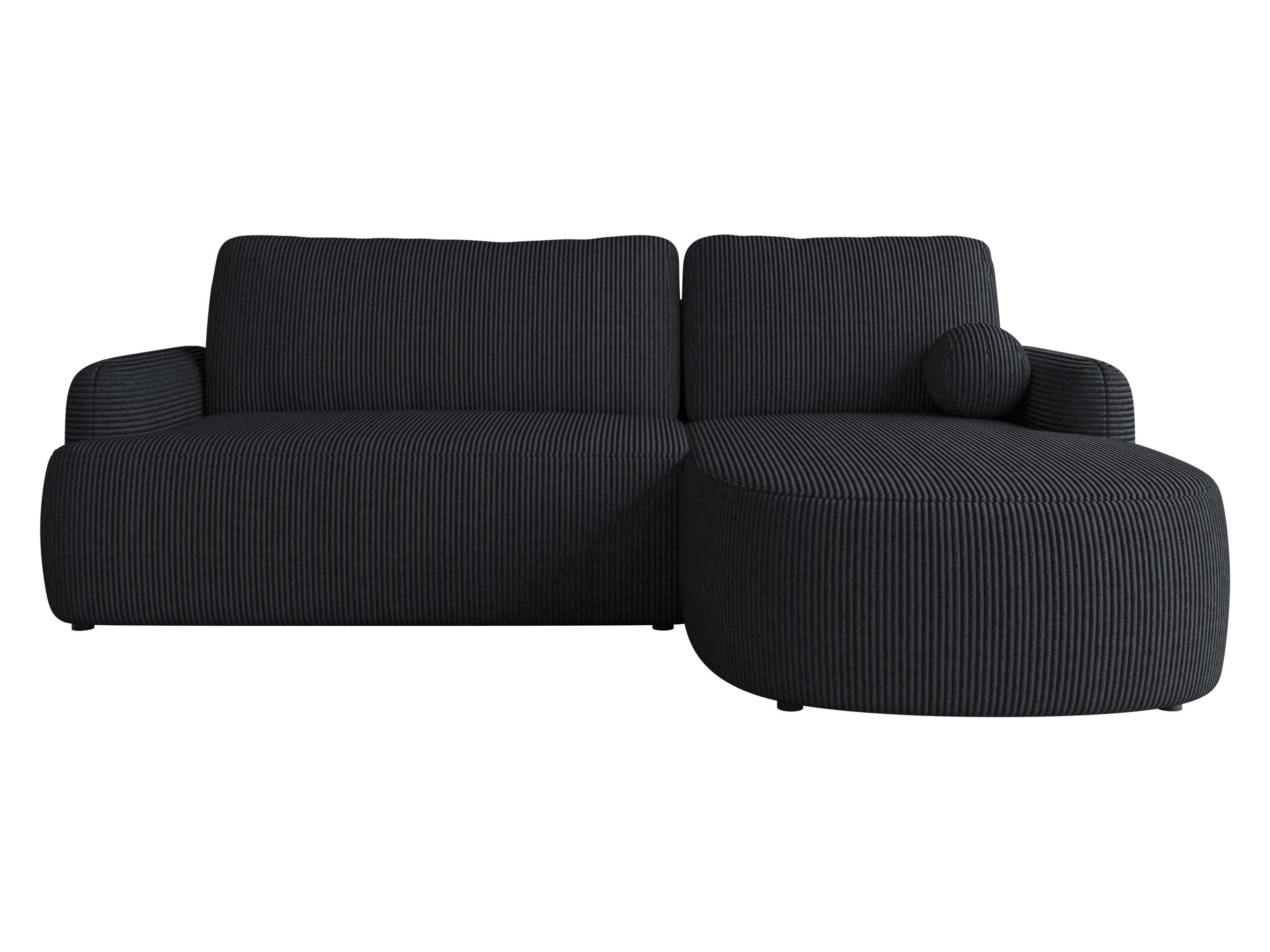 ECKSOFA Loridu Cord, Seite: Rechts - Schwarz, Holz/Kunststoff (250/174cm) - MIRJAN24