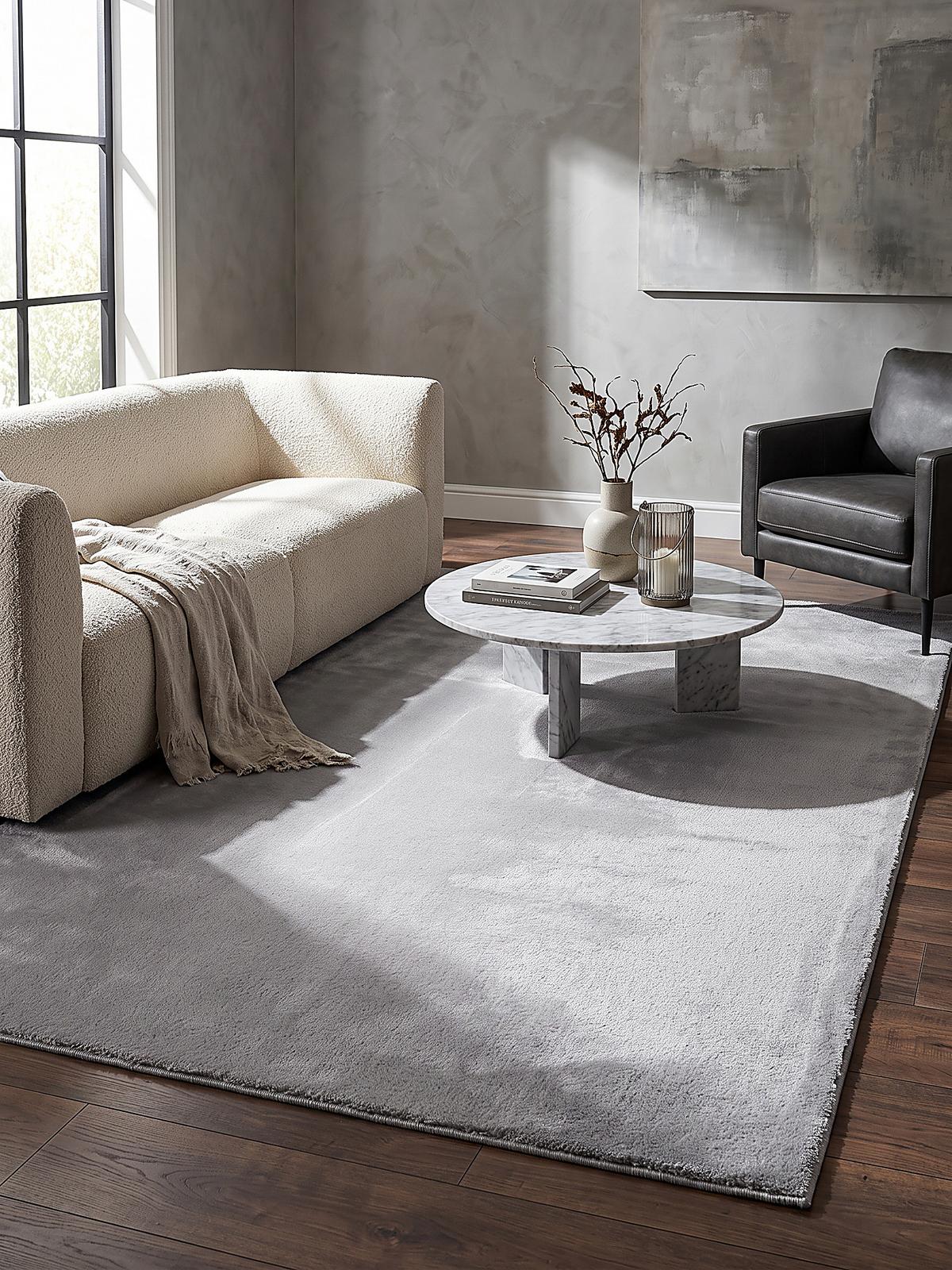 HOCHFLORTEPPICH Antirutsch Uni ALDAN Polyester Grau 240 x 240 cm - Grau, Textil (240/240cm) - KADIMA DESIGN