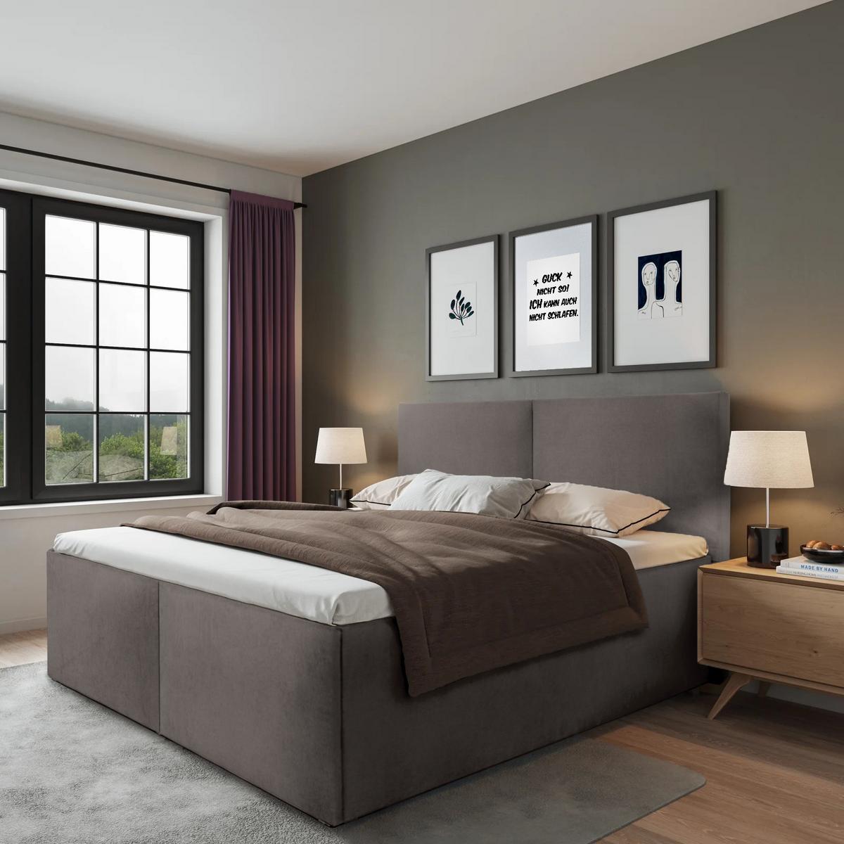 POLSTERBETT Milano Sahara 100 x 200 x 32 cm Bettkasten Mit hochwertiger Matratze H2 (bis 100 kg) und Lattenrost - Sahara, Holz (100/200cm) - Halmon Schlafkomfort Betten 