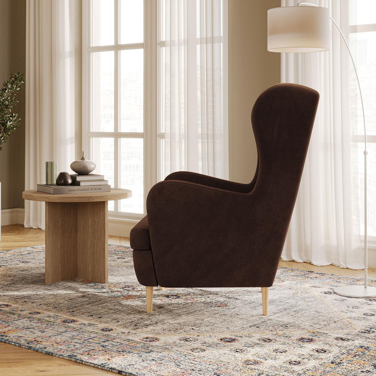SESSEL VOGERA Ohrensessel Polstersessel, Braun - Eichefarben/Braun, Holzwerkstoff (78/103/85cm) - MASSENO