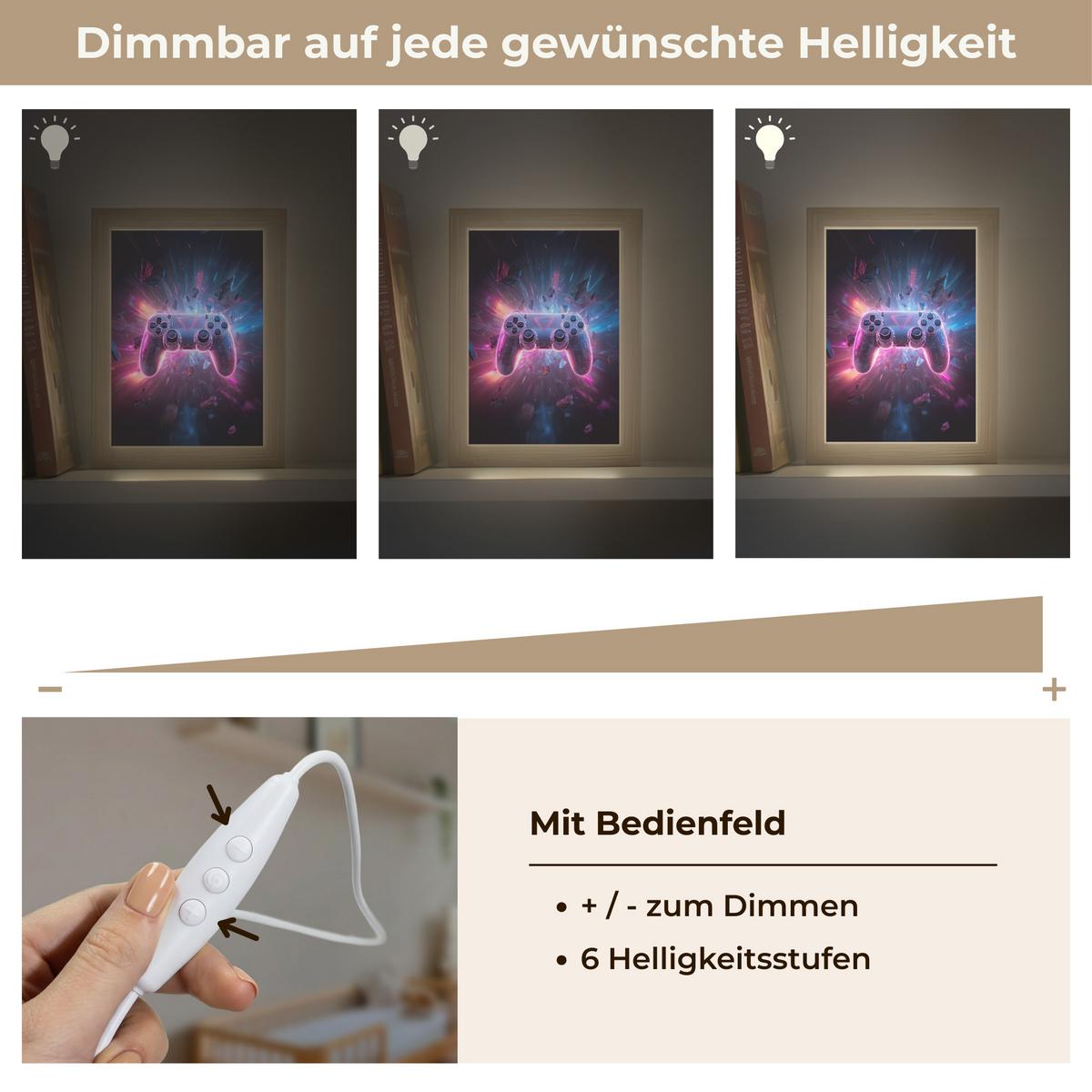 NACHTTISCHLAMPE Controller - Neon - Explosion - Abstrakt 15x20 cm - Violett, Holzwerkstoff (8/15/20cm) - OnlyWow