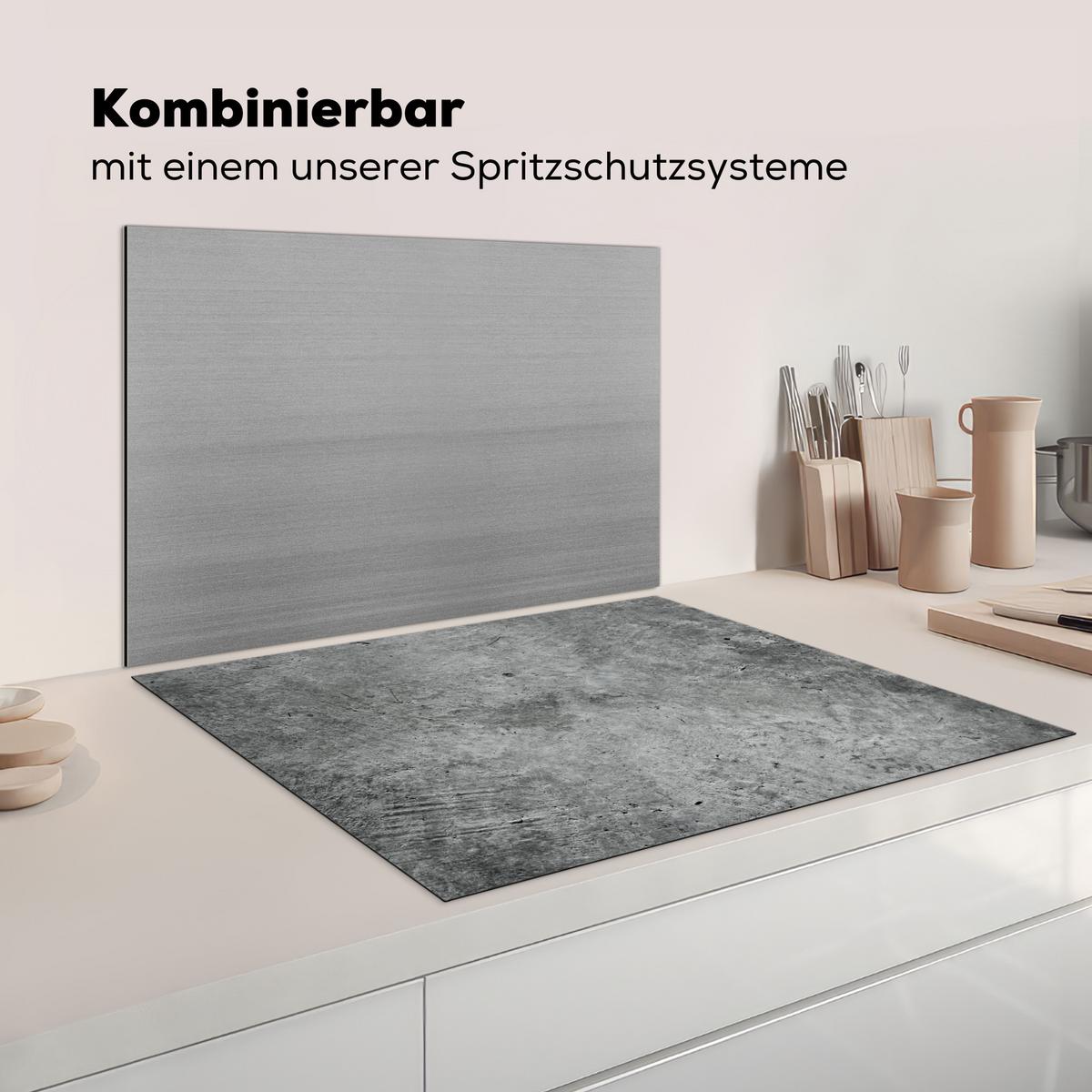HERDABDECKPLATTE Beton - Schiefer - Grau -Betonstruktur Induktionsmatte 77x59 cm - Grau, Kunststoff (77/59/0.2cm) - MuchoWow