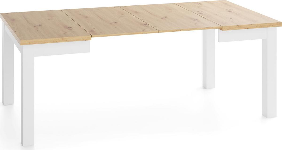 ESSTISCH Toren Weiß ausziehbar verlängerbar quadratisch, Eiche Artisan Hellbraun 100-200/100/76.5 cm - Eiche Artisan/Weiß, Holz/Holzwerkstoff (100/200/76.5cm) - WFL GROUP