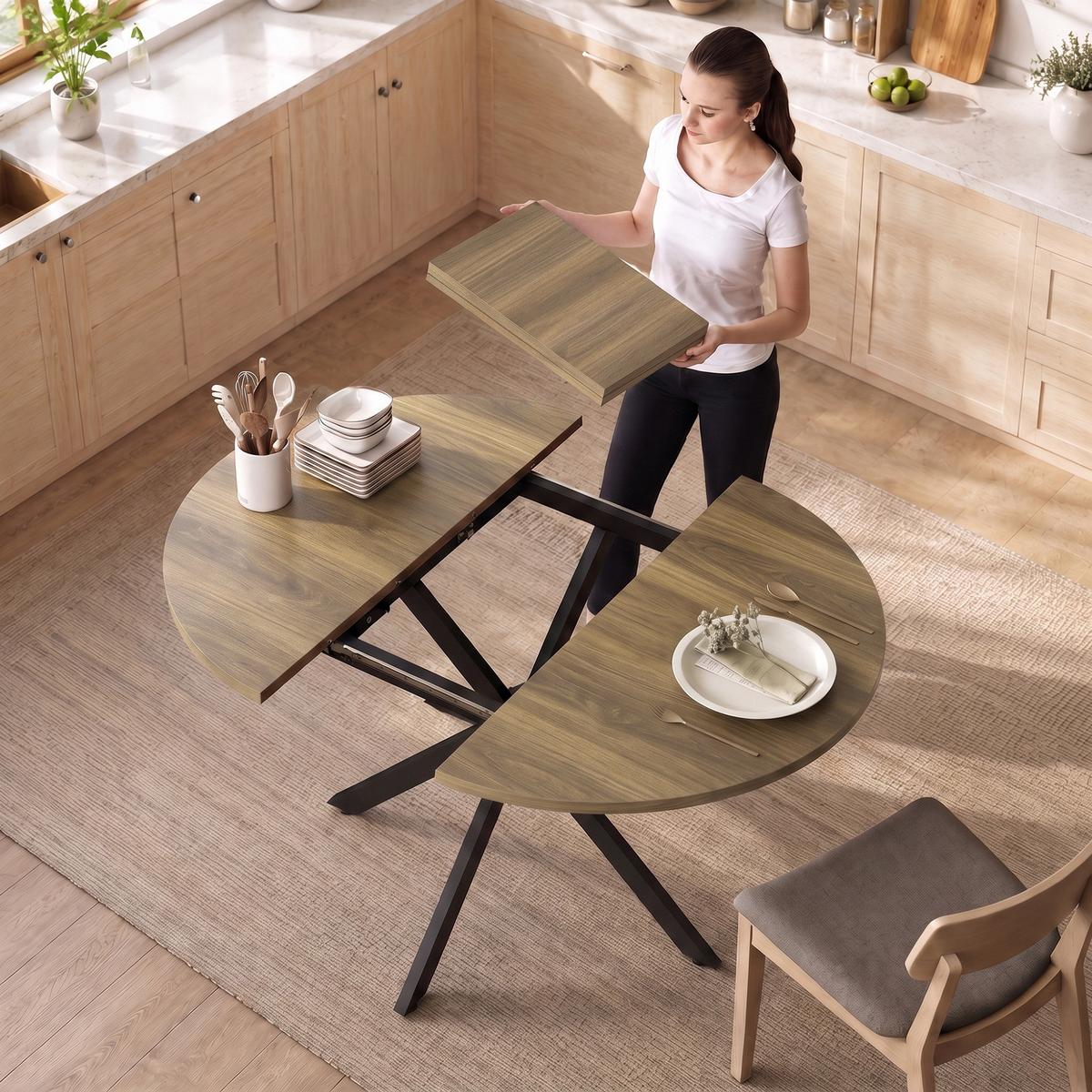 AUSZIEHBARER-ESSTISCH MDF Stahl Braun - Schwarz/Braun, Holzwerkstoff/Metall (135/100/75cm) - HOMCOM