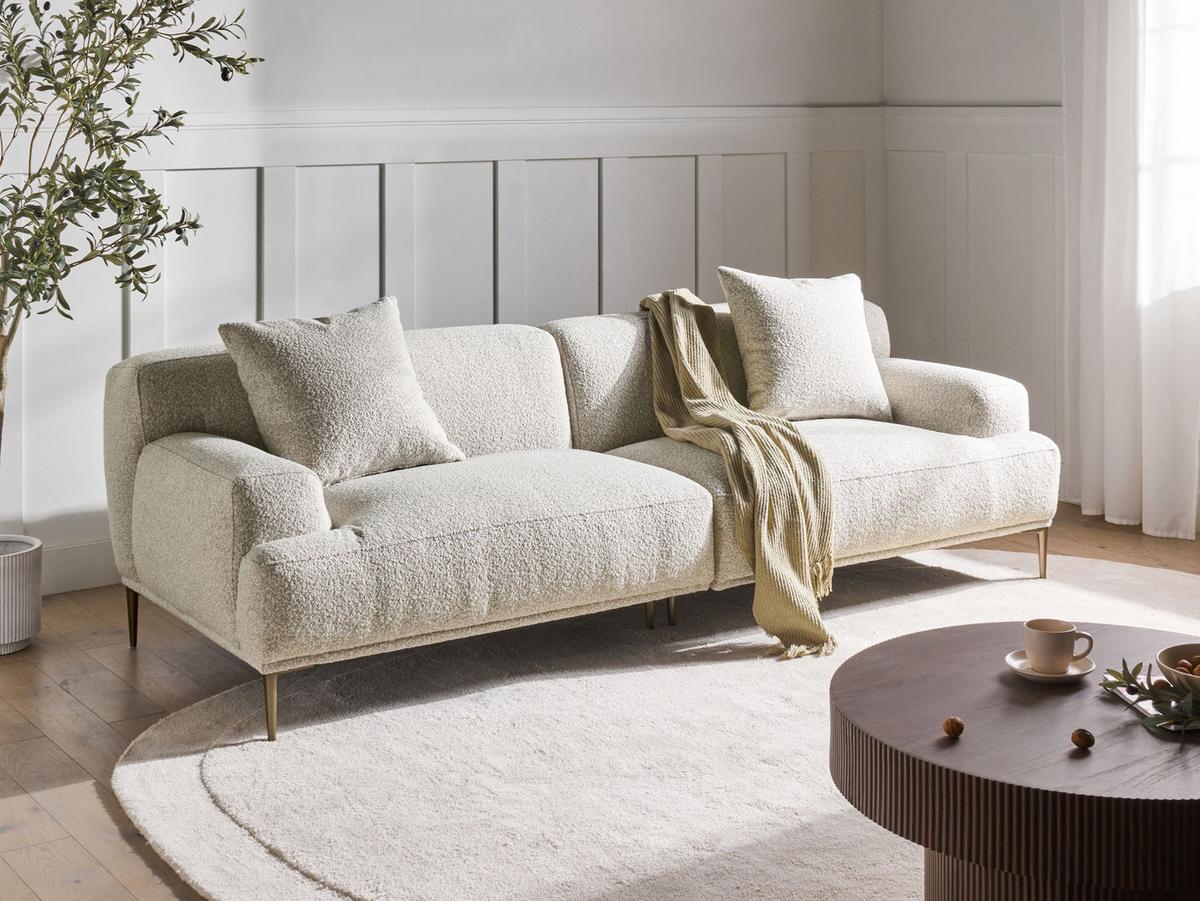 3-SITZER-SOFA Bouclé Cremeweiß Matila - Creme, Textil (233/70/94cm) - Beliani