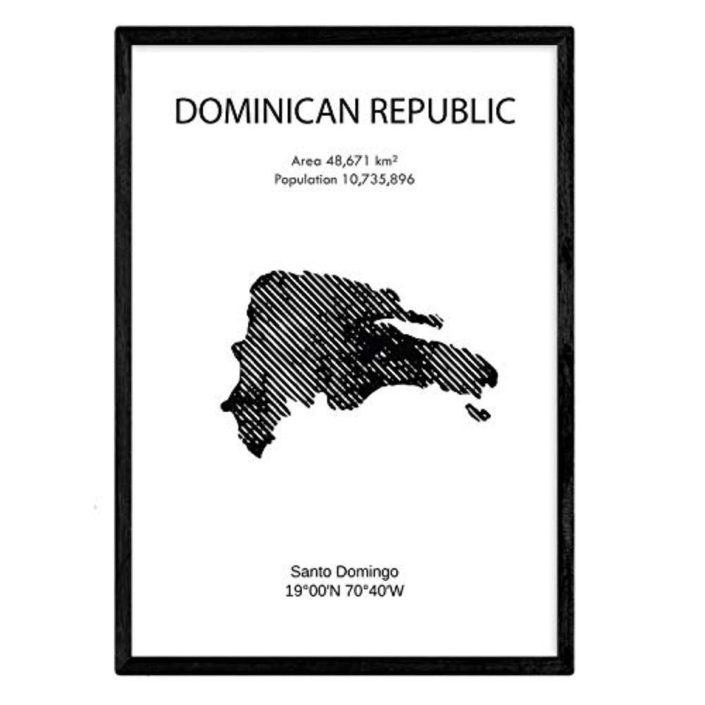 POSTER Länder & Kontinente Dominikanische Republik A4 Schwarzer Rahmen - Schwarz, Papier (29.7/5/21cm) - Nacnic
