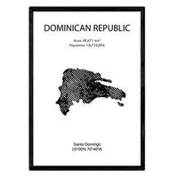 POSTER Länder & Kontinente Dominikanische Republik A4 Schwarzer Rahmen - Schwarz, Papier (29.7/5/21cm) - Nacnic