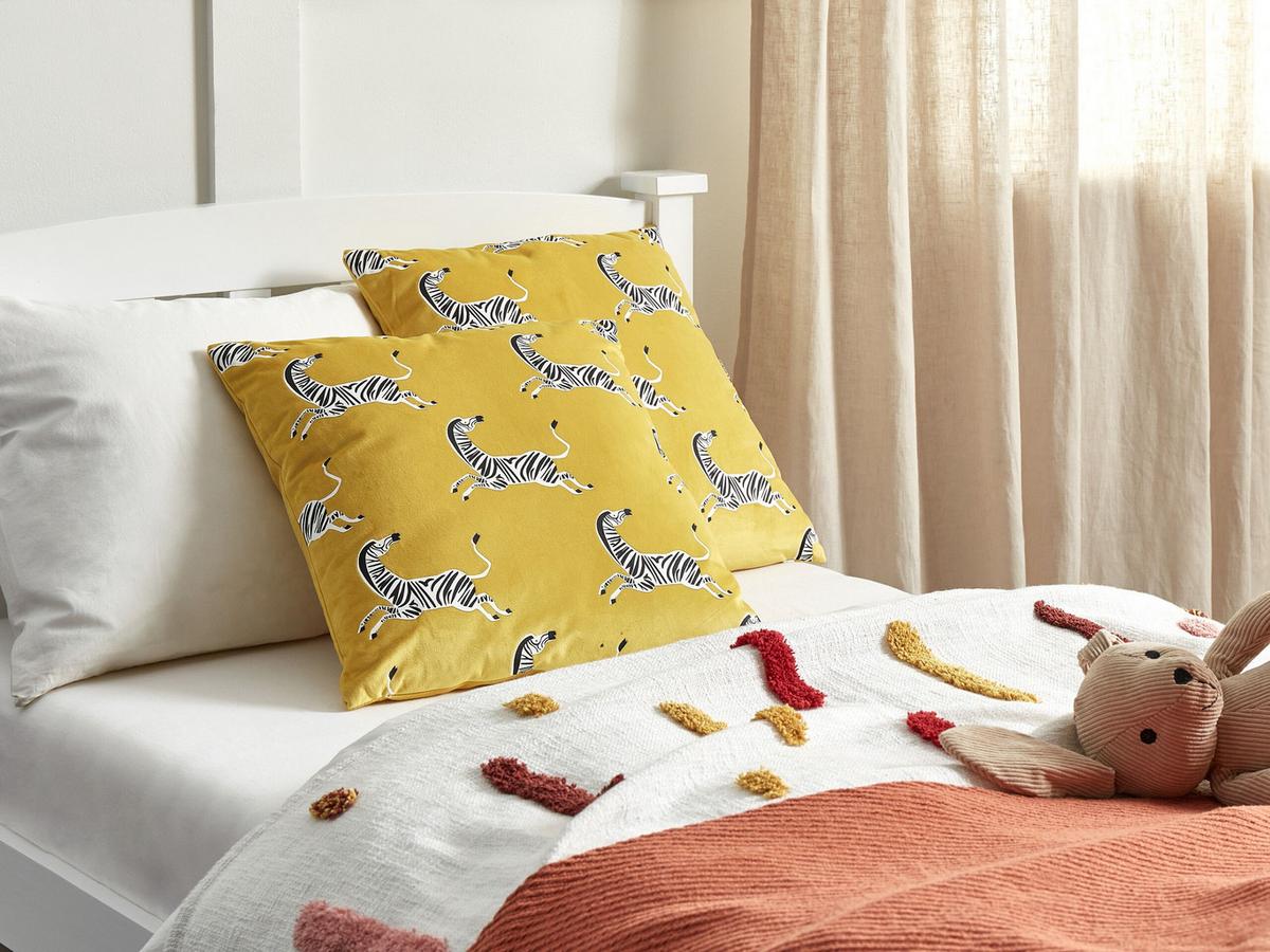 DEKOKISSEN 2er-Set Gelb 45/45 cm Aconitum - Gelb, Textil (45/45cm) - Beliani