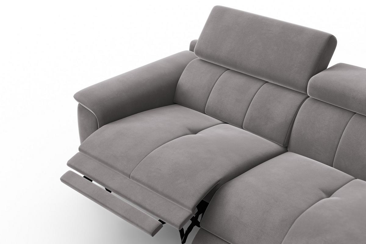 SOFA RELAX FIERO 3-Sitzer, Dunkelgrauer Veloursstoff - Dunkelgrau/Schwarz, Holz/Textil (212/82/103cm) - Courtois Laville